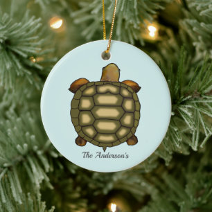 Personalisierte Schildkröte auf Hellblau Keramik Ornament