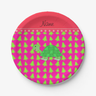 Personalisierte Schildkröte pinkfarbener Weihnacht Pappteller