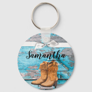 Personalisierte Schlüsselkette Blue Wood Barn Door Schlüsselanhänger