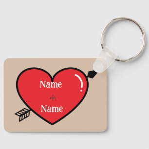 Personalisierte Schlüsselkette des Herzens zwei Na Schlüsselanhänger