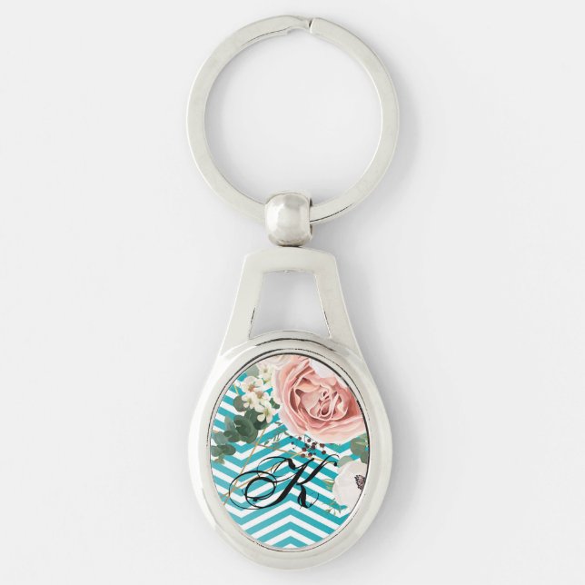 Personalisierte Schlüsselkette Geometrische Rose Z Schlüsselanhänger (Vorderseite)