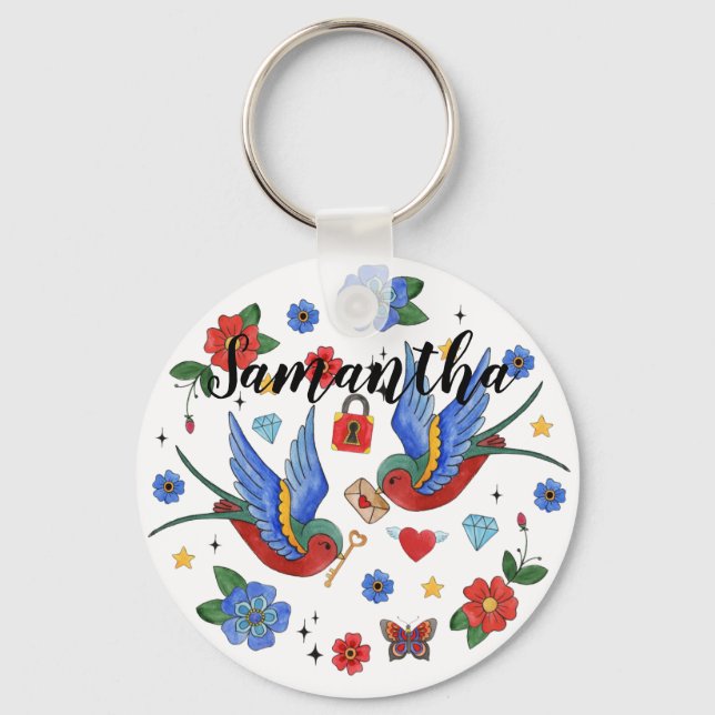 Personalisierte Schlüsselkette Traditioneller Bird Schlüsselanhänger (Vorderseite)