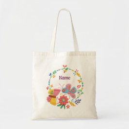 Personalisierte Schmetterlings-Blumen-Tasche Tragetasche