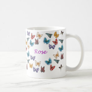 Personalisierte Schmetterlings-Tasse - Rose Tasse