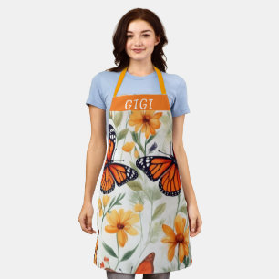 Personalisierte Schmetterlingsfeder-Wildblume Schürze