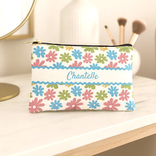 Personalisierte Schminktasche mit Retro-Blumenmust Zubehörtasche
