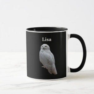 Personalisierte Schneeeule auf Schwarzem Tasse
