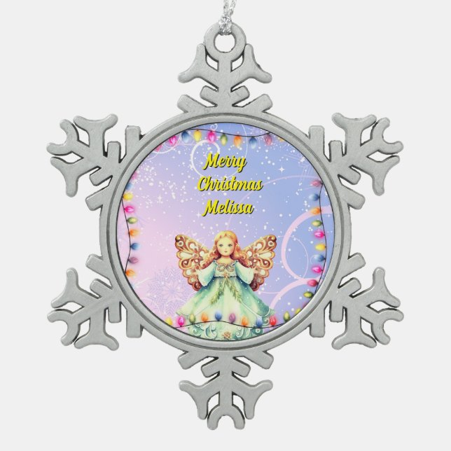 Personalisierte Schneeflocke Gerahmte Ornamente (Vorderseite)
