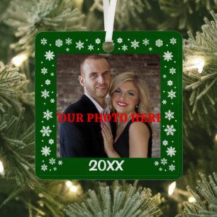 Personalisierte Schneeflocke grenzt an Foto Tree Ornament Aus Metall