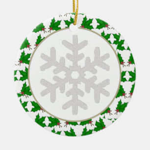 Personalisierte Schneeflocke-und Keramikornament