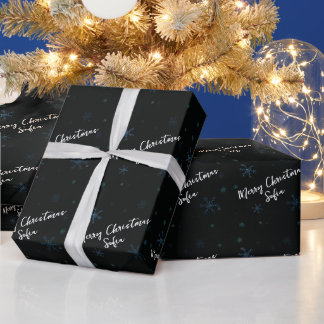 Personalisierte Schneeflocken Frohe Weihnachtsname Geschenkpapier