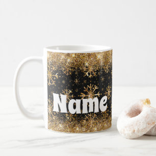 Personalisierte Schneeflocken Gold Glitzer Kaffee  Kaffeetasse