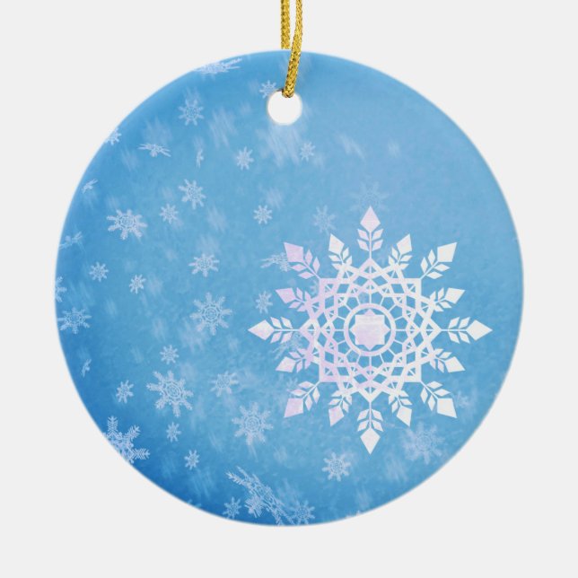 Personalisierte Schneeflocken Keramik Ornament (Vorne)