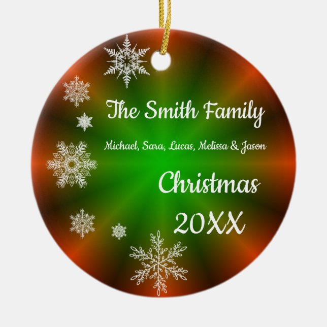 Personalisierte Schneeflocken Keramik Ornament (Vorne)