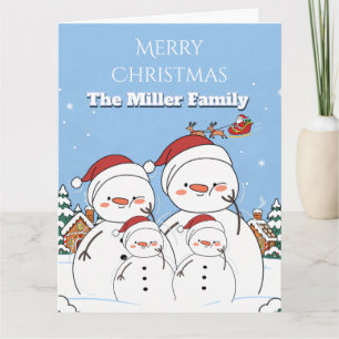 Personalisierte Schneemann-Familie Weihnachtskarte Karte