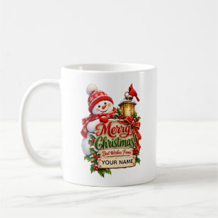 Personalisierte Schneemann-Weihnachtsgrüße Kaffeetasse