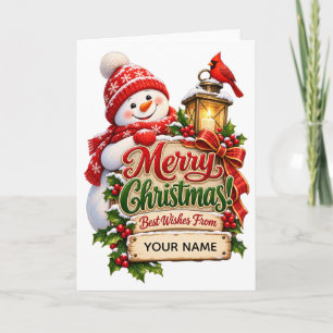 Personalisierte Schneemann-Weihnachtsgrüße Karte