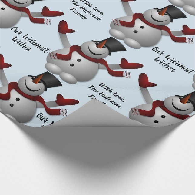 Personalisierte Schneemänner Geschenkpapier (Ecke)