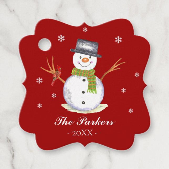Personalisierte Schneemannsfeste im Wasser Geschenkanhänger (Vorderseite)