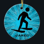 Personalisierte Schneeschuhschmuck Keramikornament<br><div class="desc">Schneeschuh Personalisierte Ornament mit anpassbarem Text. Um Text zu entfernen,  löschen Sie Beispieltext und verließ leer.</div>