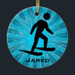 Personalisierte Schneeschuhschmuck Keramikornament<br><div class="desc">Schneeschuh Personalisierte Ornament mit anpassbarem Text. Um Text zu entfernen,  löschen Sie Beispieltext und verließ leer.</div>