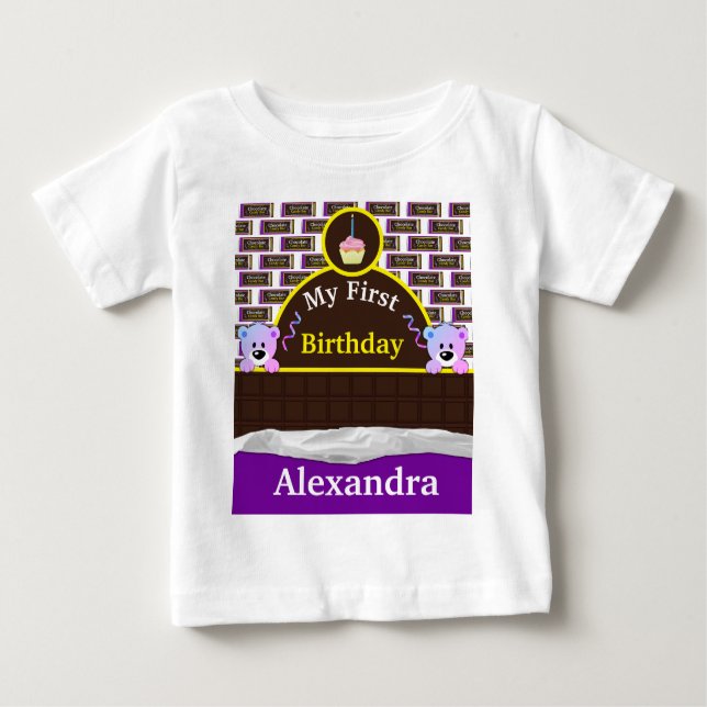 Personalisierte Schokolade Candy Bar Geburtstag Baby T-shirt (Vorderseite)