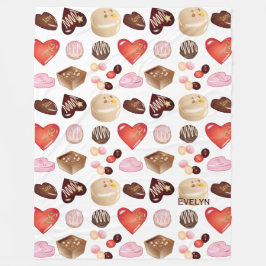 Personalisierte Schokolade Candy Heart Muster Fleecedecke