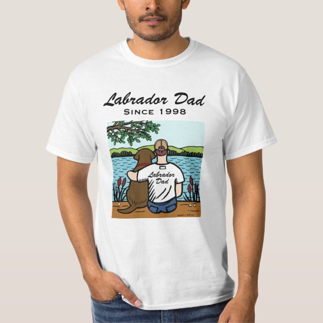 Personalisierte Schokolade Labrador und Vater 2 T-Shirt (Vorderseite)