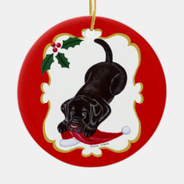 Personalisierte Schokolade Labrador Welpe mit Weih Keramik Ornament