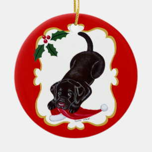 Personalisierte Schokolade Labrador Welpe mit Weih Keramik Ornament