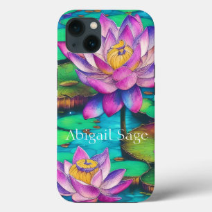 Personalisierte Schöne Rosa Lotus Blume Szene Case-Mate iPhone Hülle