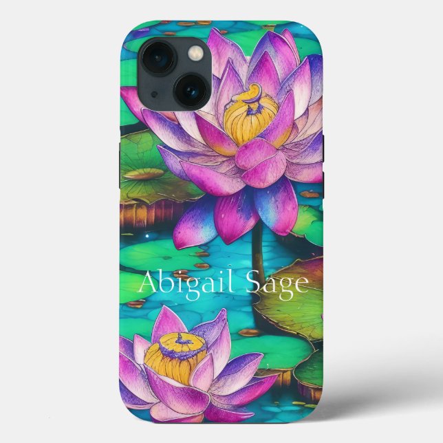 Personalisierte Schöne Rosa Lotus Blume Szene Case-Mate iPhone Hülle (Rückseite)