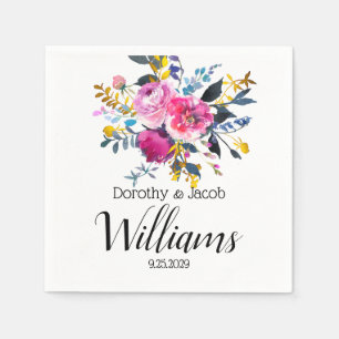 Personalisierte schöne Rose Floral Boho Wedding Serviette