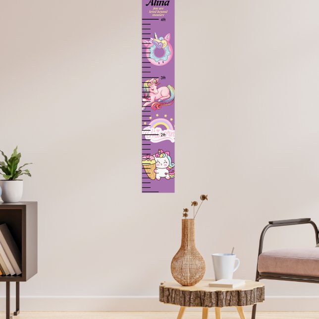 Personalisierte schöne unicorn Girls Growth Chart Poster (Wohnzimmer 3)