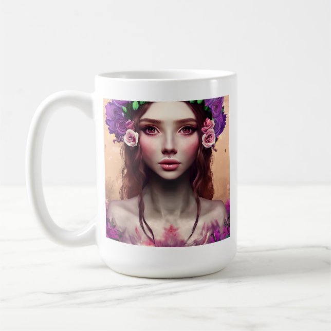 Personalisierte Schöne Verzauberung Fantasy AI Art Kaffeetasse (Links)