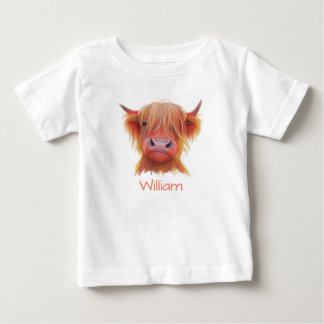 personalisierte schottische Highland Hairy Cow Baby T-shirt