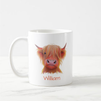 personalisierte schottische Highland Hairy Cow Kaffeetasse