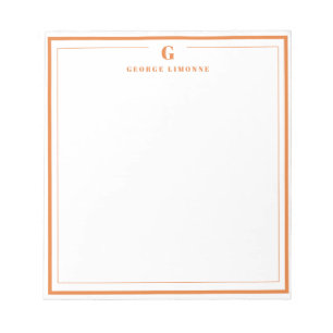 Personalisierte Schreibwaren mit orangem Monogramm Notizblock