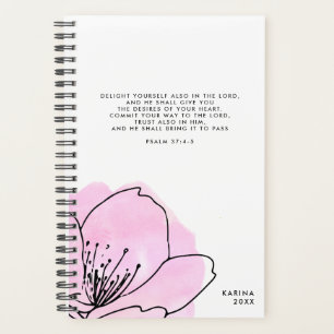 Personalisierte Schrift in Rosa und Schwarz Planer