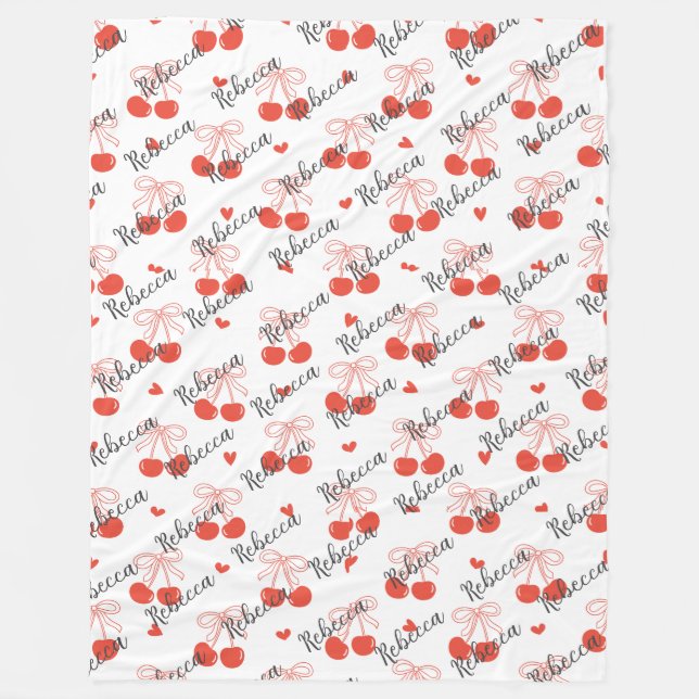 Personalisierte Schuppe mit Kirschen Fleecedecke (Vorderseite)