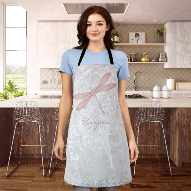 Personalisierte Schürze der Rosa Libelle (Pink Dragonfly Personalized Apron)