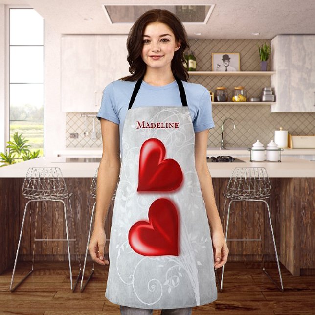Personalisierte Schürze des Roten Herzens (Red Hearts Personalized Apron)