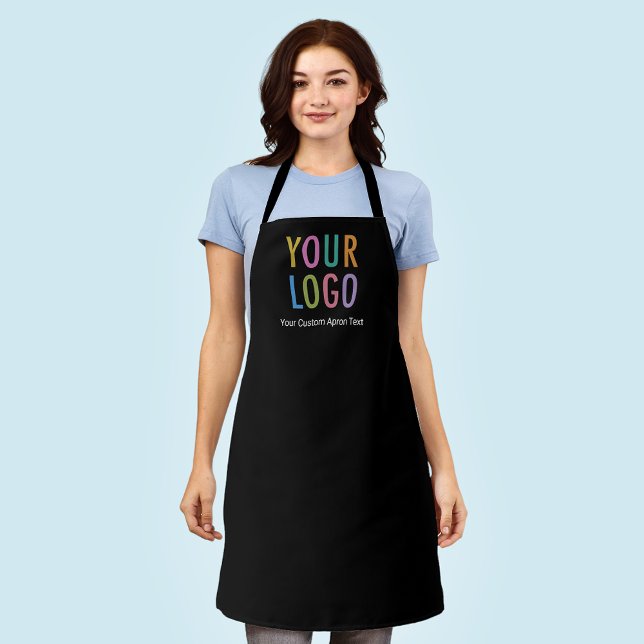 Personalisierte Schürze für Unternehmen in Schwarz (MISOOK Black Apron with Logo)