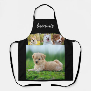 Personalisierte Schürze mit weißem 4-Foto-Skriptna