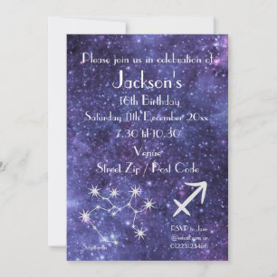 Personalisierte Schütze-Zodiak-Galaxie-Party Einladung