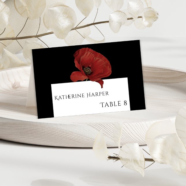 Personalisierte Schwarz-Flora-Hochzeiten Platzkart Tischnummer (Von Creator hochgeladen)