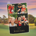Personalisierte Schwarz-Gold-FotoCollage Golfhandtuch<br><div class="desc">Personalisieren Sie mit Ihren 4 besonderen Fotos und benennen Sie den Namen in klassischer Typografie,  um ein einzigartiges Golfgeschenk zu schaffen und für jeden Golfer Sake zu erhalten. Entwickelt von Thisisnotme©</div>
