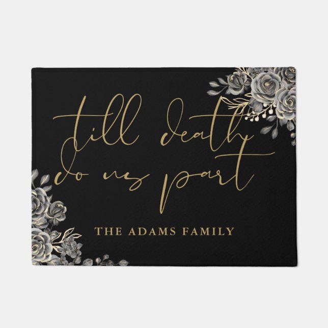 Personalisierte Schwarz-Gold-Goth Fußmatte (Vorderseite)