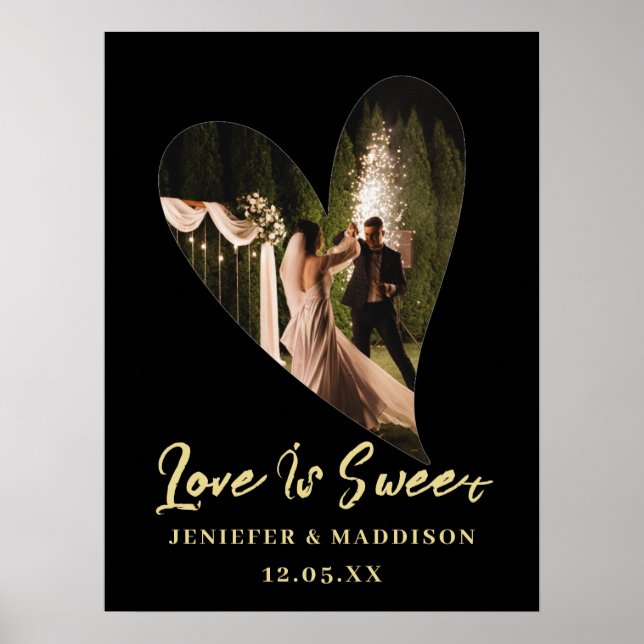 Personalisierte Schwarz-Gold-Hochzeit Poster (Vorne)