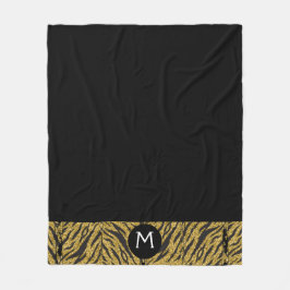 Personalisierte Schwarz/Gold-Tierausdruck Fleecedecke